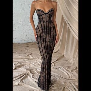 Babyboo strapless black lace gown
